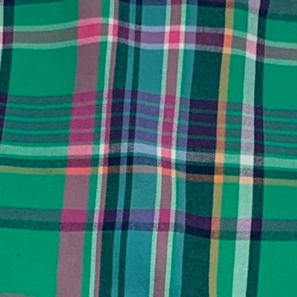 Ralph Lauren 100% Cotton Plaid/Tiered/Ruffle Long Sleeve Dress Girl's Size 12